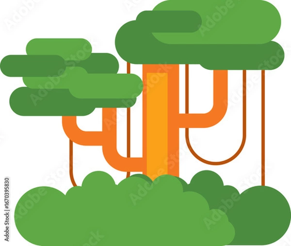 Obraz Stylized Jungle Tree Illustration