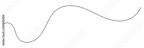 Fototapeta Hand drawn curve dotted line. Curly dotted line. Long dashed hand drawn squiggle. Dotted spiral curve line. Vector illustrator