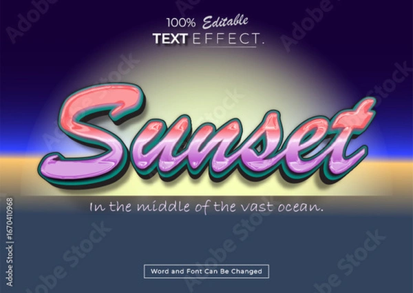 Fototapeta Sunset Text Effect with Gradient and Night Sky