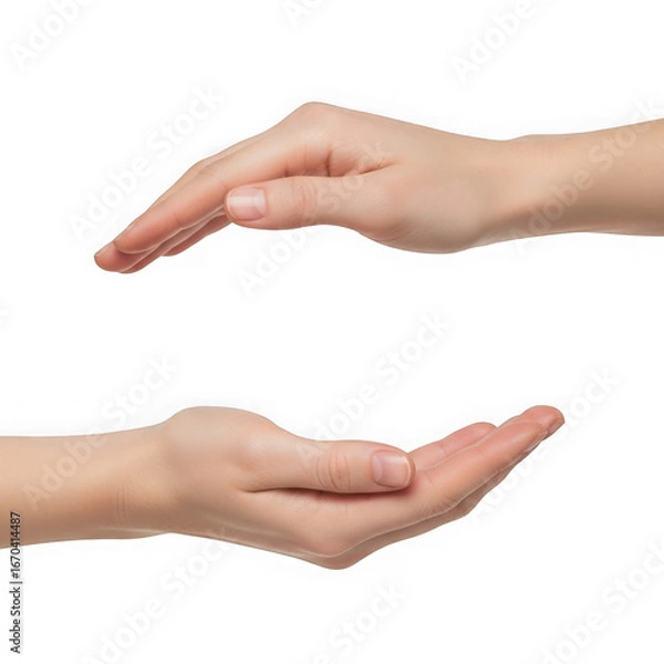 Obraz Caring hands gesture open top and bottom isolated on black transparent background