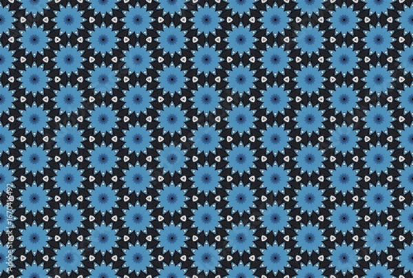 Fototapeta Seamless Fabric Interior Endless Cloth Perspective Shape Tile Symmetric Graphic Luxury Visual Fashion Design Texture Art Background Wallpaper Template Geometric Textile Digital Decoration Pattern.