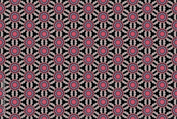 Fototapeta Seamless Fabric Interior Endless Cloth Perspective Shape Tile Symmetric Graphic Luxury Visual Fashion Design Texture Art Background Wallpaper Template Geometric Textile Digital Decoration Pattern.