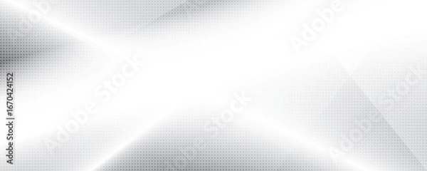 Fototapeta Abstract white and gray color, modern design stripes background with geometric shape and dot pattern, halftone effect. Vector illustration.