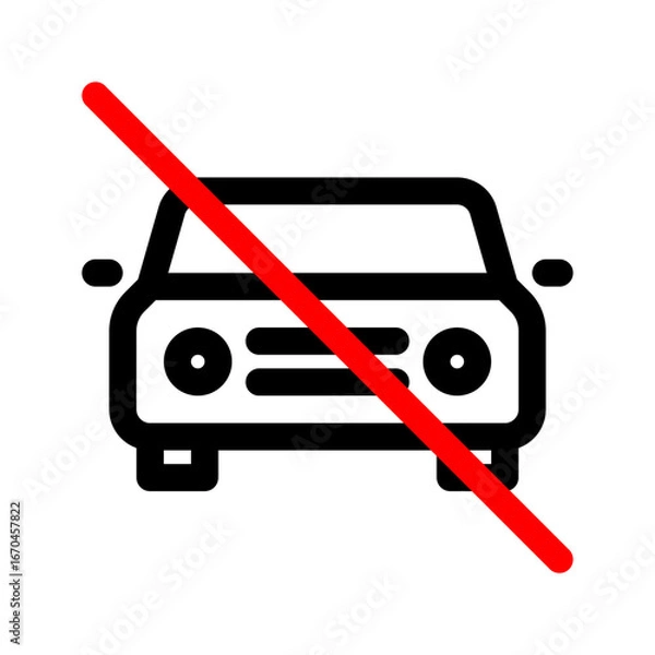 Fototapeta No car line icon. No parking sign. Vector graphics