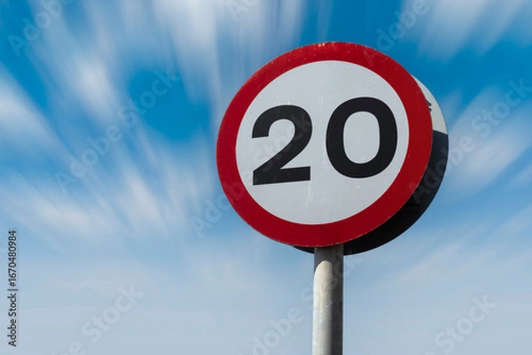 Obraz Twenty miles an hour speed limit against blue sky