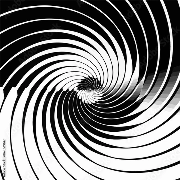 Fototapeta Dynamic black and white spiral vortex creates hypnotic optical illusion, perfect for modern design