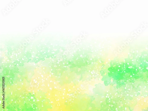 Obraz 新緑や若草のイメージの背景素材。水彩風テクスチャー。キラキラしたしぶき。スプラッシュ。光の輝き。コピースペース