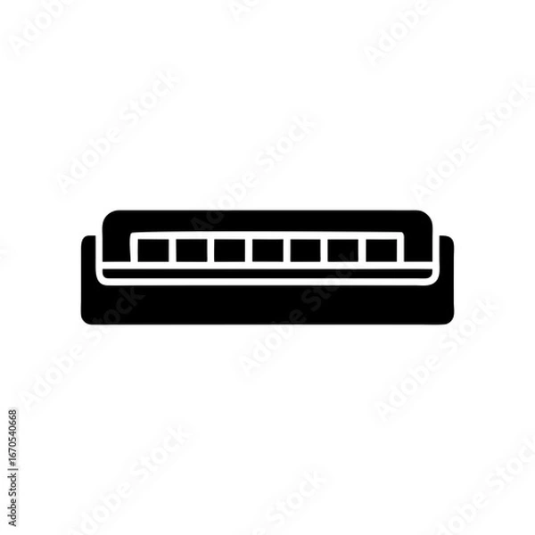 Obraz Silhouette harmonica minimal musical instrument symbol vector illustration isolated on white background
