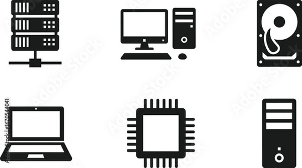 Obraz Computer Hardware Icons for Data Center and Networking


