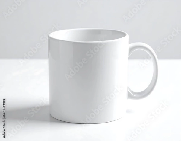 Fototapeta Plain white mug on a light surface