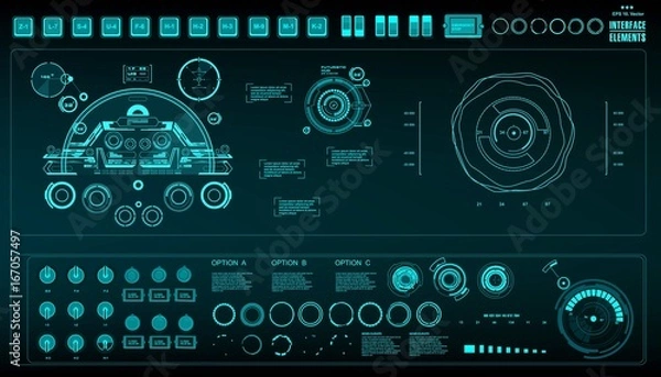 Fototapeta Futuristic virtual graphic touch user interface, HUD