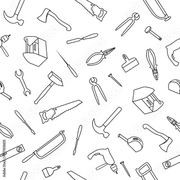 Obraz Seamless Pattern With Hand Drawn Tools