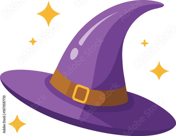 Obraz witch hat floating with sparkles silhouette clea