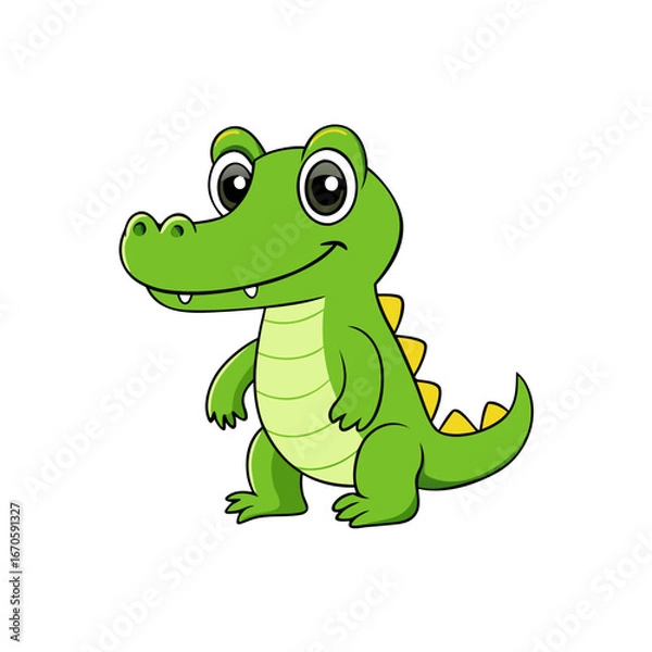 Fototapeta cartoon crocodile with a friendly smile cute character,