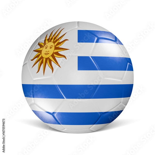 Obraz Soccer ball with Uruguay flag 3d render front view