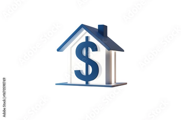 Fototapeta a house with a dollar sign, representing real estate, and investment, is a modern illustration, showing design and finance.