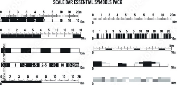 Obraz Scale Bar Essential Symbols Pack Architectural, Engineering, and Mapping Graphics