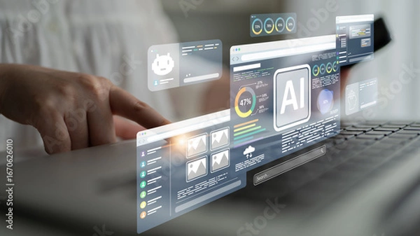 Fototapeta AI assistant with LLM, big data, machine learning, and generative AI powers prompt engineering and supports agentic AI for advanced business applications. Latch