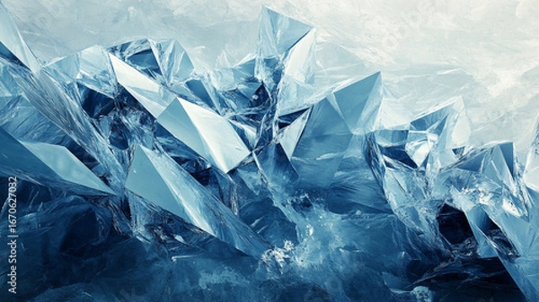 Fototapeta Modern abstract tundra in icy colors with triangular textures