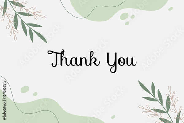 Fototapeta Abstract hand drawn organic shape with editable text wedding thank you card template. Vector illustration