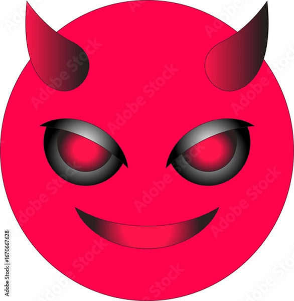 Obraz Demonic Face with Sharp Horns and Burning Eyes