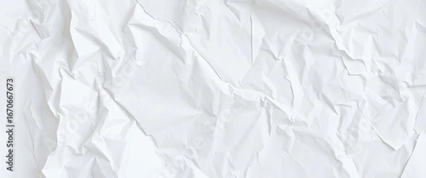 Fototapeta Wrinkled white tissue paper, delicate texture, soft folds, light background, celebration, stock