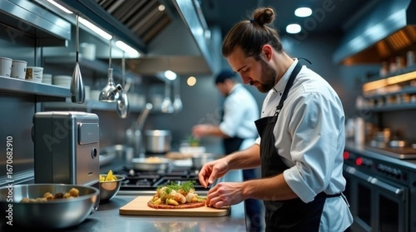 Fototapeta Chef using high-tech cooking devices