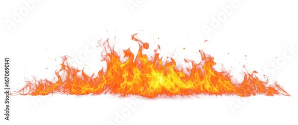 Fototapeta Waves of glowing fire with sparks flying in the air creating atmosphere of chaos, danger and untamed energy