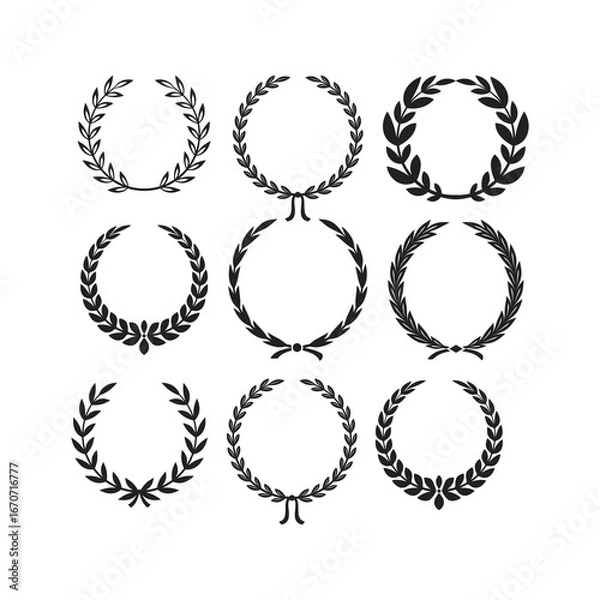 Fototapeta minimal laurel sign set vector icon logo