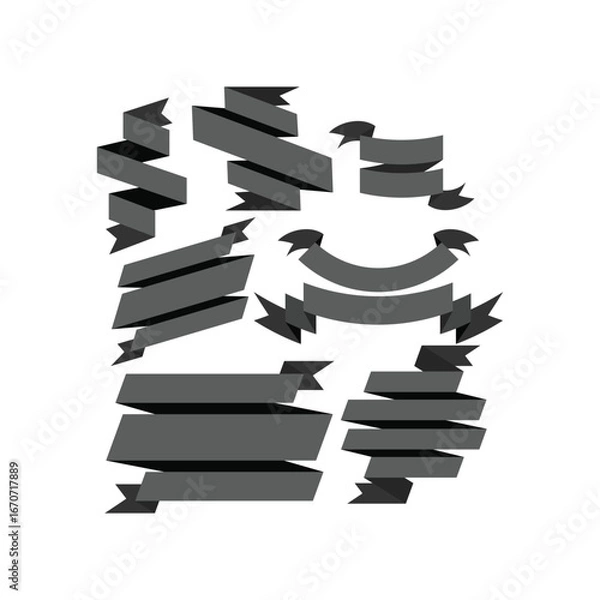 Fototapeta ribbon and label on transparent background. flat style