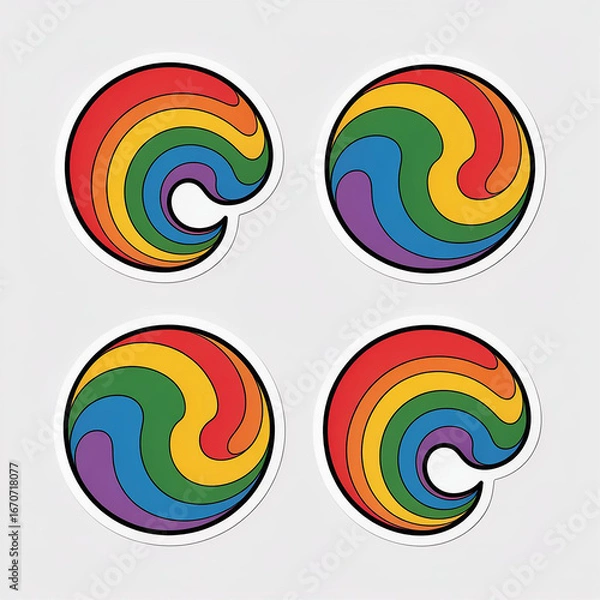 Fototapeta Colorful abstract shapes and symbols vector set with swirls and patterns