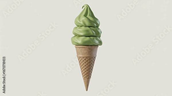 Fototapeta Chocolate ice cream cone isolated on white background