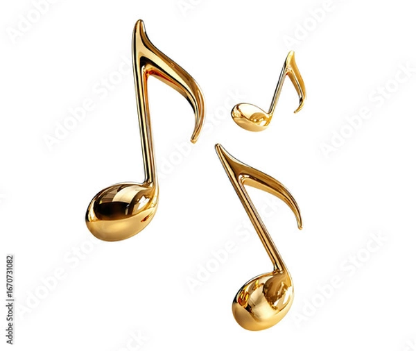 Obraz Golden music notes floating, isolated on transparent cutout background