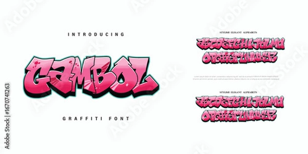 Fototapeta Gambol, Colorful graffiti editable text style effect. Vector text effect with paint wall concept.	
