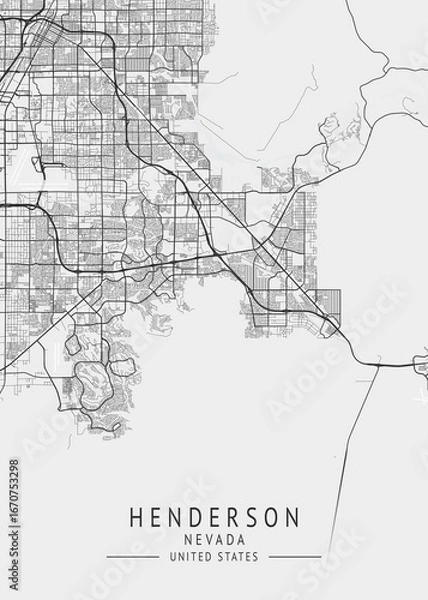 Fototapeta Henderson - Nevada - US Gray Map Art