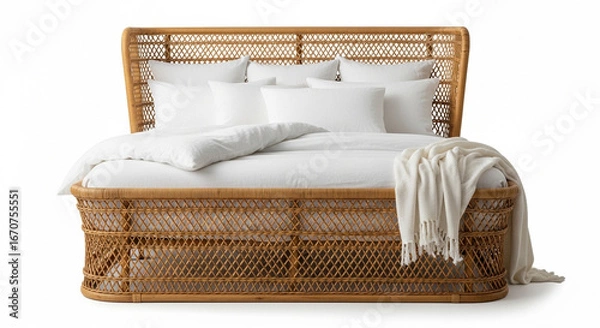 Obraz bed with pillows isolated on white