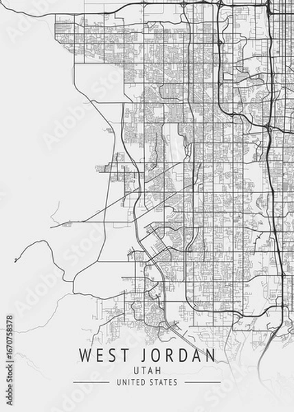 Fototapeta West Jordan - Utah - US Gray Map Art