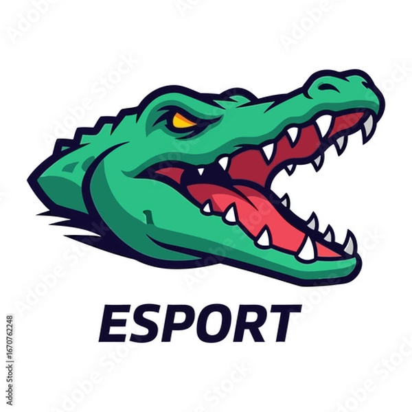 Fototapeta ESPORT Alligator Mascot: A fierce ESport logo featuring an alligator mascot, capturing the essence of digital competition, team spirit and a hint of ferocity.