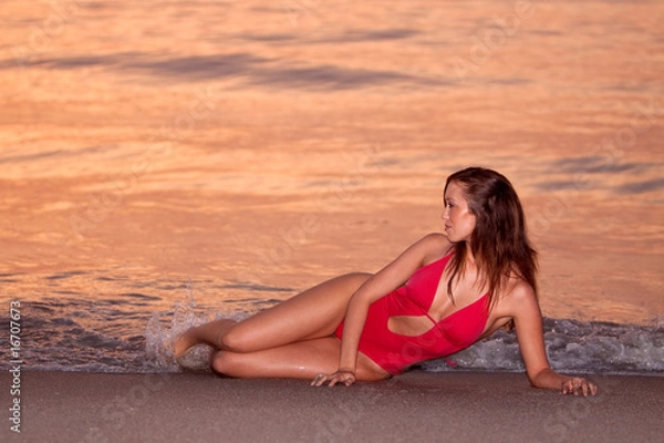 Fototapeta Woman by beach