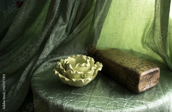 Fototapeta Candlestick and bottle