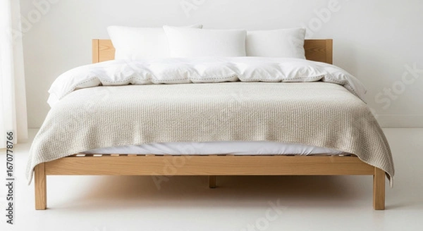Fototapeta double bed with pillows