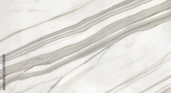 Fototapeta white marble with grey and brown diagonal bands, elegant natural stone, polished slab for minimalist countertops, sophisticated wall features, and sleek interior design

