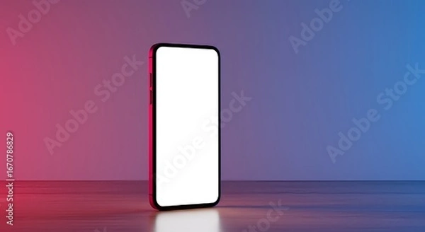 Fototapeta Modern Smartphone with Blank Screen Against a Vibrant Gradient Background