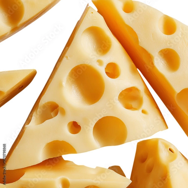Fototapeta Cheese Wedges A CloseUp View isolated on transparent background