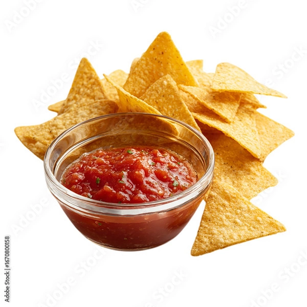 Fototapeta Tortilla Chips and Salsa isolated on transparent background
