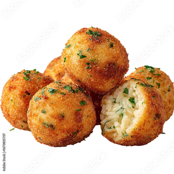 Fototapeta Arancini Crispy Rice Balls A Culinary Delight isolated on transparent background