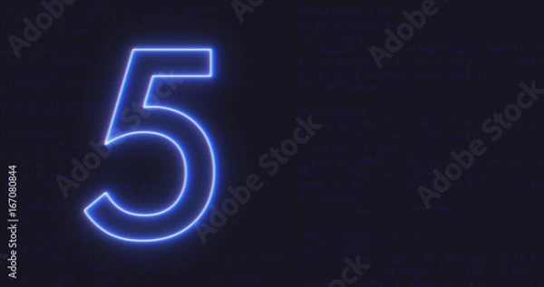 Fototapeta Futuristic Interface Text Number 5 on Computer code running Background