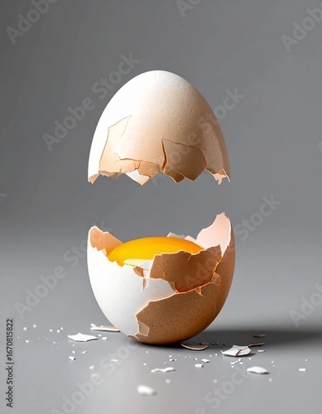 Obraz broken egg on a gray background 3