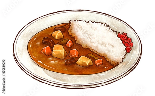 Obraz カレーライスの手描きイラスト
