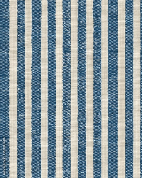 Fototapeta Farmhouse style blue striped ticking burlap rustic background texture